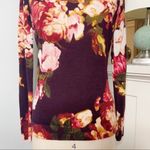 Talbots  Luxury Merino Wool Floral Sweater Burgundy Gold Pink XS Photo 3