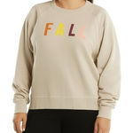 NWOT Fall Spellout Crewneck Sweatshirt Womens Plus 3XL Beige Cozy Graphic Tan Size undefined Photo 0
