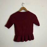 Ann Taylor Red Maroon Elbow Sleeve Wool Blend Peplum Sweater Photo 7