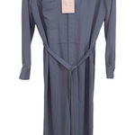 Charles Henry  Jumpsuit Blue V-Neck Long‎ Sleeve Tie Waist Photo 0