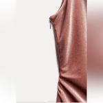ZARA  NWT velvet velour pink split hem midi dress with asymmetrical gold detail Photo 8