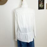 Birds of Paradis by Trovata White Cotton Peplum Collared Button Front Top Size S Photo 4
