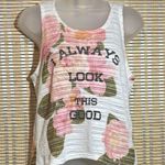 Wild Kiss Pink White Pebbled Fabric Hooded Tank Top I Always Look This Good M Size M Photo 0