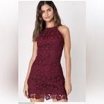 Lulus New! Lulu’s ‘Love Poem’ Burgundy Lace Halter Mini Dress Women’s Size Small Photo 15