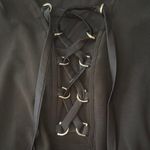 White House | Black Market  Black Sleeveless Lace-Up Top Size Small Photo 3