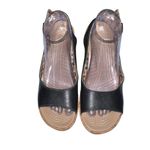 Crocs Sandals Womens Black Leather A Leigh Slingback Cork Wedge Heel 11848 US 10 Photo 1