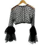 Rare London  Womens Sheer Polka Dot Top Sz XL Bell Sleeves Black Mesh Photo 3