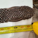 Eddie Bauer Vtg Y2K  XL Wmn  Brown Leather Woven Braided Chunky Belt  Boho Brass Photo 4