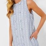 Pomander Place Bianca Tweed Mini Dress Size S NWT Blue Cream Lined Sleeveless White Photo 0