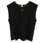 Cute Black flowy lightweight pin tucked sleeveless top Nude pull on jersey feel Size M Photo 0