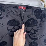 Royal Bones Tripp Skinny Pants Size 7 Black Velvet Skull Crossbones Gothic Punk Photo 4