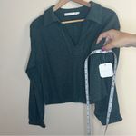 Altar'd State BNWT  Top XS Cropped Polo Collar Oversize Boxy Relaxed Hunter Green Photo 2