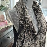 Dolce Cabo Faux Fur & Faux Leather Drape Vest Size S – Black/Gray Black Photo 3