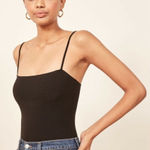 Reformation  Jeans Crystal Black Ribbed Bodysuit Size Small Photo 0