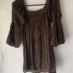 Karma Highway Brown Peasant Top Gold Dot Sheer Smocked Square Neck Medium Photo 6