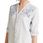 Anthropologie  Holding Horses Chambray Cutwork Embroidered Top Women Size XS Photo 0