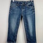 Miss Me Angel Wing Rhinestone Western Cropped Capri Distressed Stretch Jeans 26 Photo 0