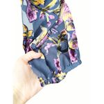 Raga Anthropologie  Navy Blue Floral Belted Velvet Long Sleeve Midi Dress Size S Photo 5