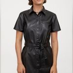 Divided  BY H&M FAUX BLACK LEATHER SHIRT DRESS WITH BELT SIZE M NWOT Photo 2