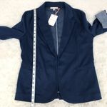 Skies Are Blue  Asa Knit Blazer Medium Navy Blue Open Front Office Career New Photo 9