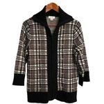 Christopher & Banks Plaid Cardigan Sweater Knit Zip Up Shawl Collar M Photo 0