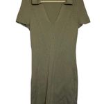 Abercrombie & Fitch Dress Women LT Green Tan Sweater Dress Midi Y2K Minimal Prep Photo 0