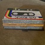 None Women’s Sparkly Cassette Tape Shaped Clutch Purse Bag DifferentLength Chains NWT Photo 3