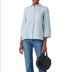 Halston Heritage  Powder Blue Coastal Grandma Linen And Viscose Button Down Shirt Photo 1