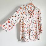 C&E White Floral Crepe Blouson Peasant Top sz small Photo 1