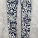 Blue Gray Long Geometric Abstract Floral Active Legging Pants Bottoms Medium Photo 3