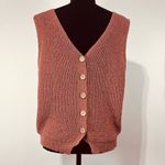Sweet Rain  Button V Back Sleeveless Sweater Vest Sz Lg Women’s Light Rust Photo 4
