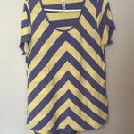 LuLaRoe Striped Blue and Yellow Women's Top Photo 0