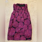 Shoshanna strapless 100% silk dahlia print faux wrap mini dress black pink Photo 3