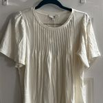 Joie  Women's White Porcelain Short Sleeve Round Neck Pleated Pintuck Top Small Photo 6
