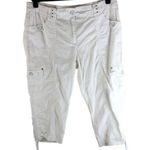  Amelia Crop Cargo Pants Pockets Cotton Stretch White XL/16 (Chicos 3) Photo 0