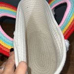 Jumbo rope bag sturdy rainbow handle basket Easter beach tote vacation purse Red Photo 2