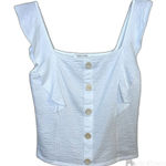Caution to the Wind White Ruffle Cropped Tank Top Size Medium Photo 0