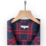 FRNCH Paris Plaid Belted Cropped Jacket Notch Lapel Classic Red Blue Small Photo 5