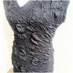 Flapper Style Bodycon Puff Dress Black Size XL Fringe Hem Stretch Sleeveless Photo 11