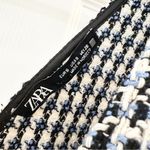 ZARA  Tweed Button Front Pinafore Mini Dress Sleeveless Blue Black White Sz Small Photo 14