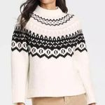 Universal Threads Universal Thread Black and Cream Patterned Turtleneck Sweater Photo 0