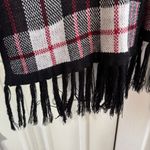 Pink Rose  plaid poncho fringe size small Photo 2
