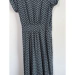 Ann Taylor Ann Taylor Womens Blue Geometric Wrap Career Casual Short Sleeve Dress Size 4 Photo 6