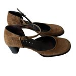 Paloma Round Square Suede Toe Chunky Heels Mary Jane Shoes feature leather 7.5 Brown Photo 2