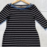 Tommy Hilfiger Jersey Dress White Stripes Denim Collar 3/4 Sleeve Size M Photo 3
