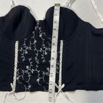 Black Bustier Top with White Embroidery size 36C Black Photo 8