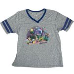 Disney Walt World Parks Womens 1X V Neck Graphic Shirt Varsity Stripes Castle Photo 1