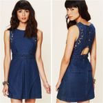 Free People New Romantics Denim High-Neck Cutout Sleeveless Mini Dress Size 0 Photo 10