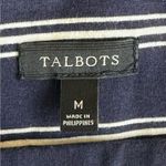 Talbots A-Line Midi Skirt Womens M Navy Blue Knit White Stripe Nautical Coastal Photo 3