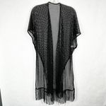 Just Be  One Size Swim Cover Up Mesh Tasseled Black‎ Swimwear Short Sleeve 1222 Photo 1